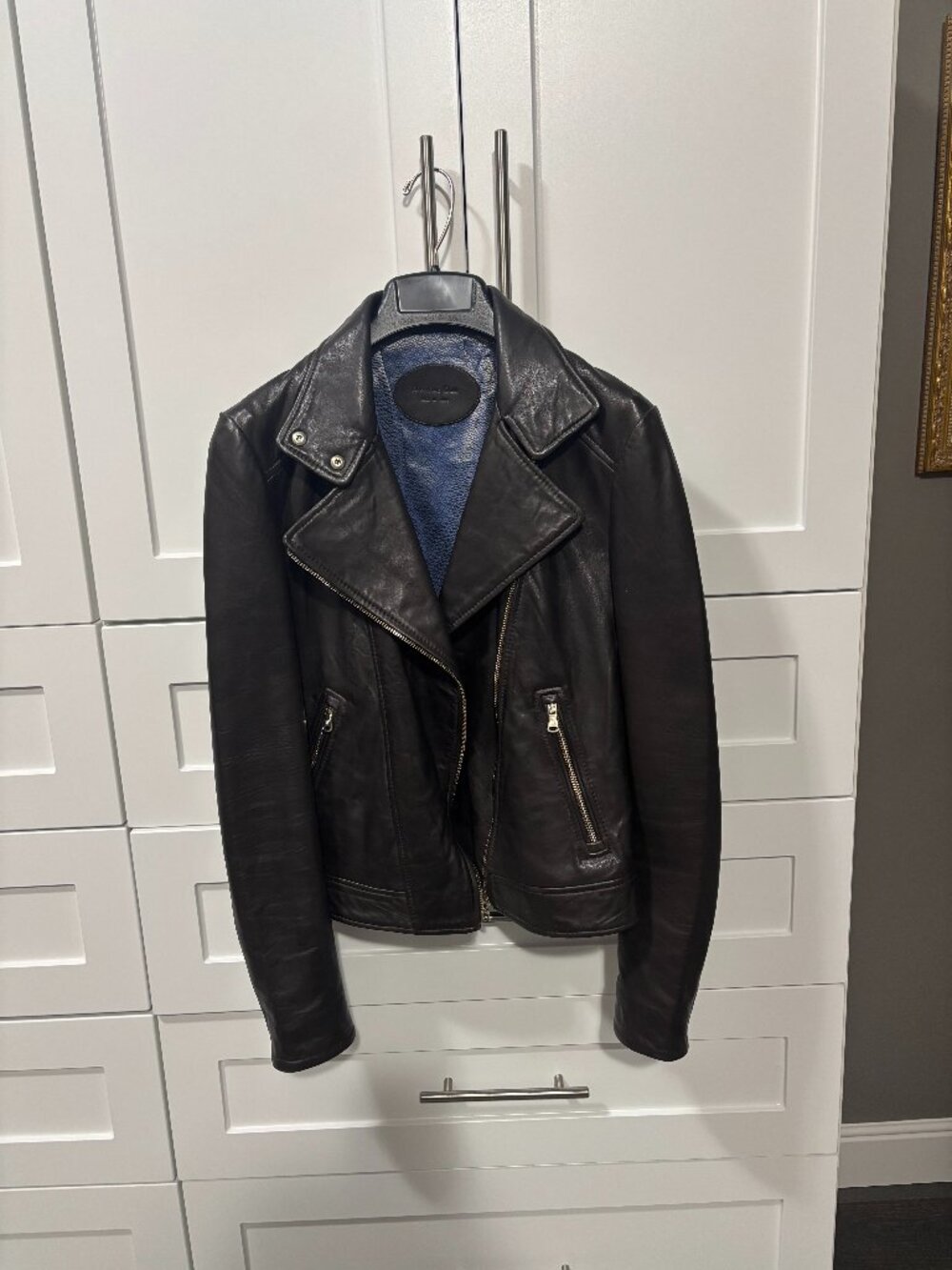 Massimo Dutti chocolate brown leather jacket